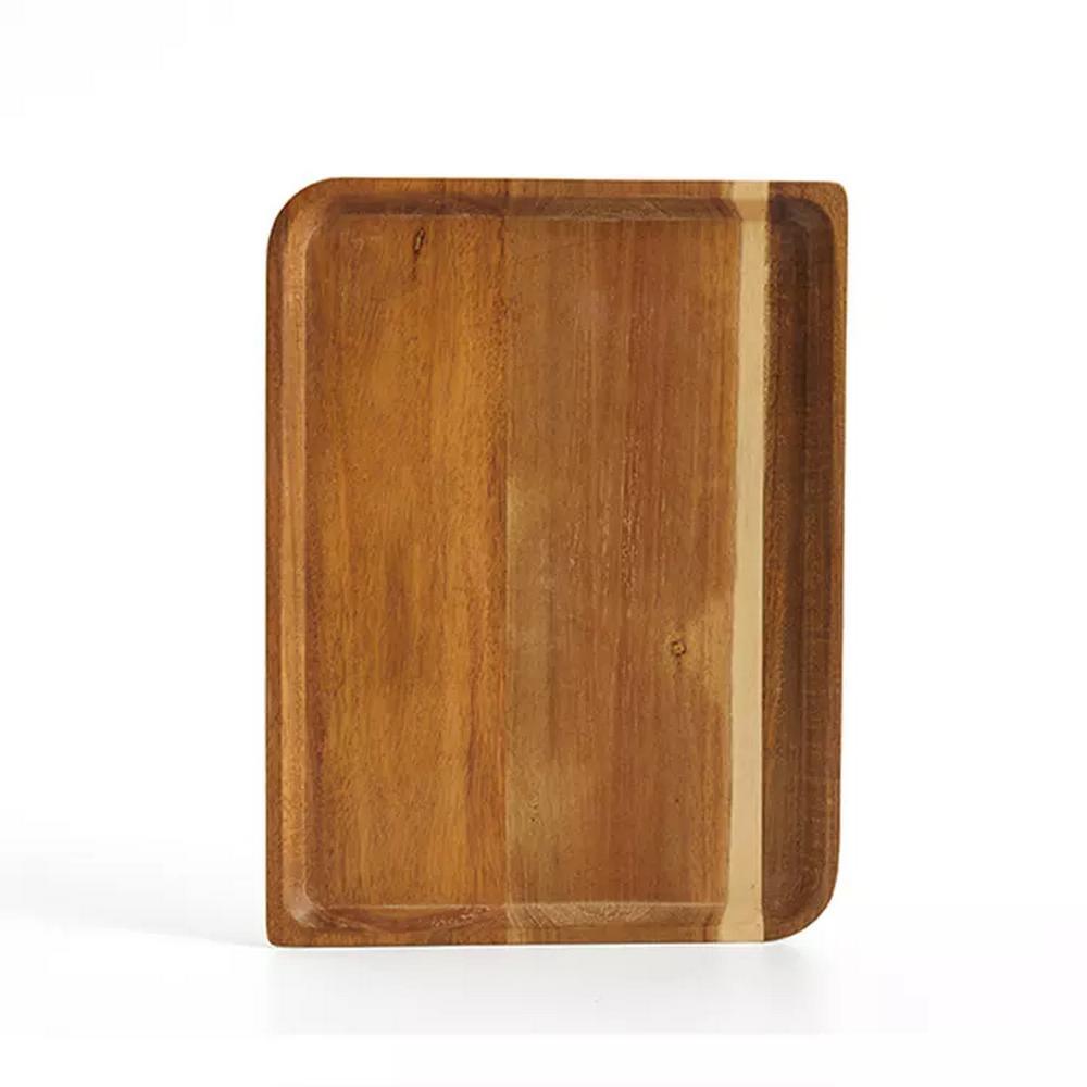 Rectangle 3 Sizes Acacia Wooden Foodplate Drink Coffee Serving Tray for Restaurant