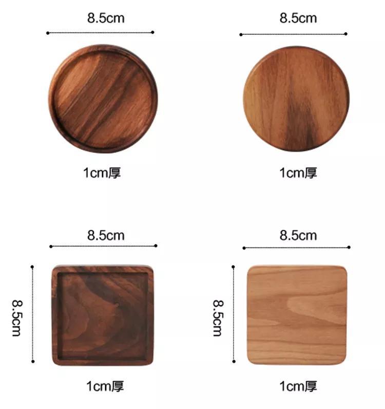 Home Durable Heat Resistant Square and Round Wood Coasters Drink Mat Coffee Cup Pad