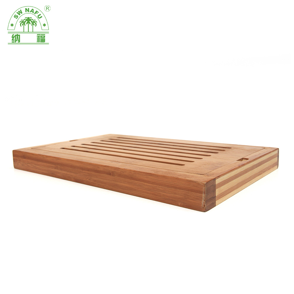 Bamboo Bread Board Large Slotted Cutting Board with Crumb Catcher Bamboo Slicing Bread Board with Crumbs Tray