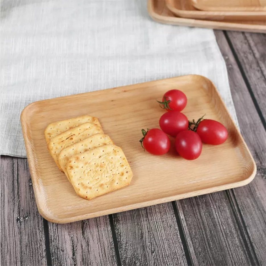 Modern Rectangle Beech Solid Wood Vegetables Bread Serving Tray