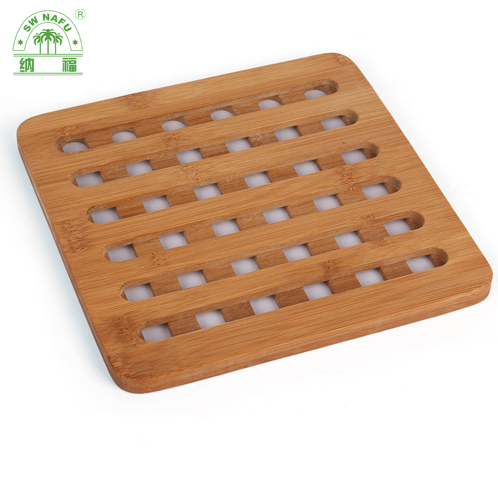 Custom Square Bamboo Coaster Set Bamboo Trivet for Hot Pans and Pads