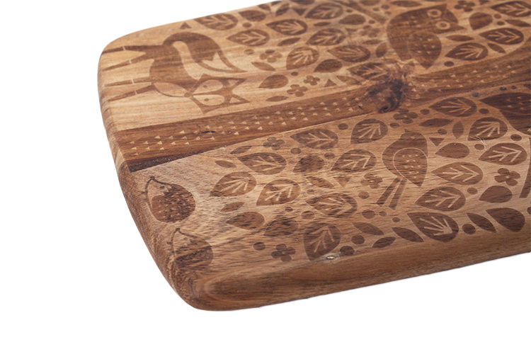 Custom Logo Acacia Wood Cutting Board with Handle Wooden Serving Board