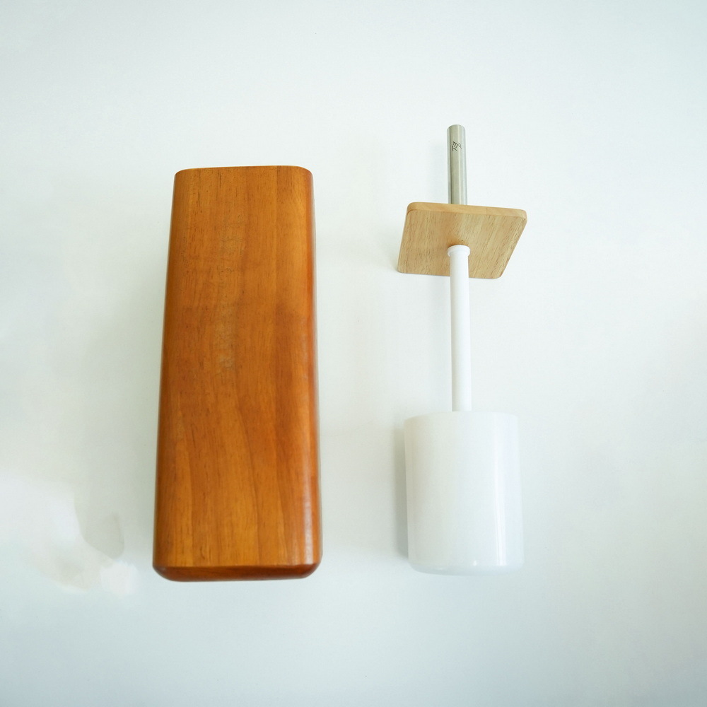 Factory Supply Bamboo Wooden Toilet Bowl Brush with Holder for Bathroom