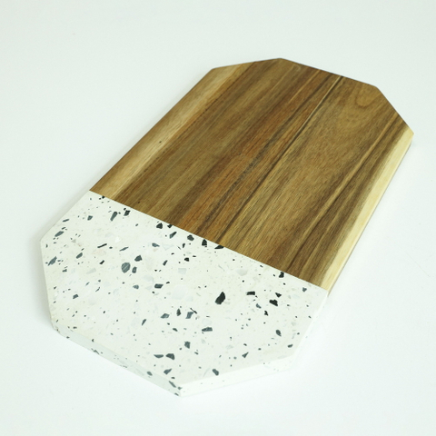 Octagonal Marble & Wood Cutting Board Cheese Board Charcuterie Board