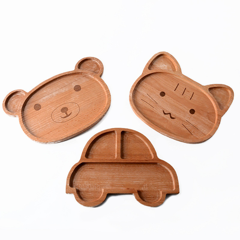 Japanese-Style Wooden Tableware Beech Wood Tray Wooden Plate Children′s Dinner Plate