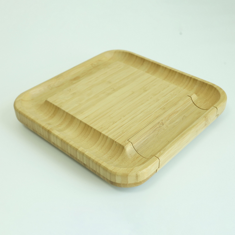 Square Bamboo Cheese Board and Knife Set Charcuterie Board From Fujian Factory
