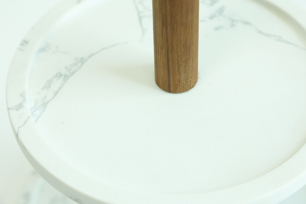 Elegant 2 Tier White Marble Cake Stand Fruit Dessert Display Stand