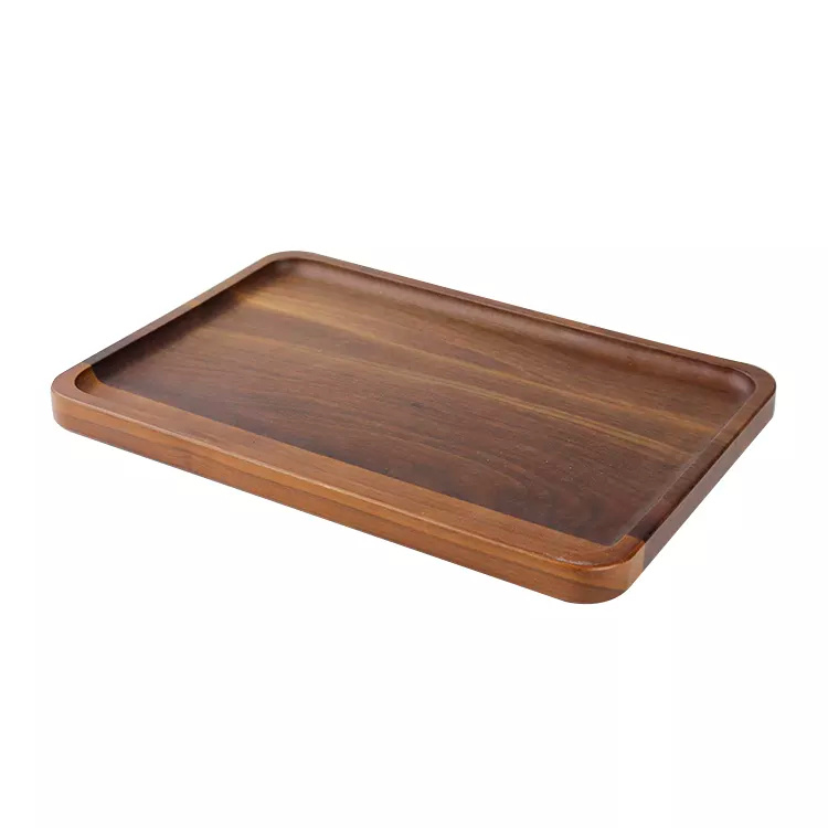 Restaurant Hotel Portable Elegant Appetizer Black Walnut Wood Serving Tray
