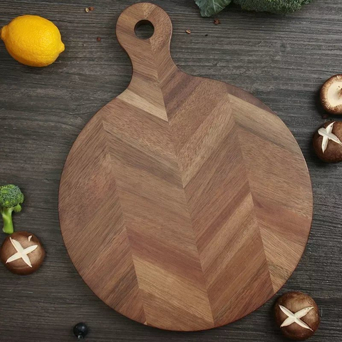 Herringbone Pattern Wooden Chopping Board Acacia Chop Block Wood Cutting Board