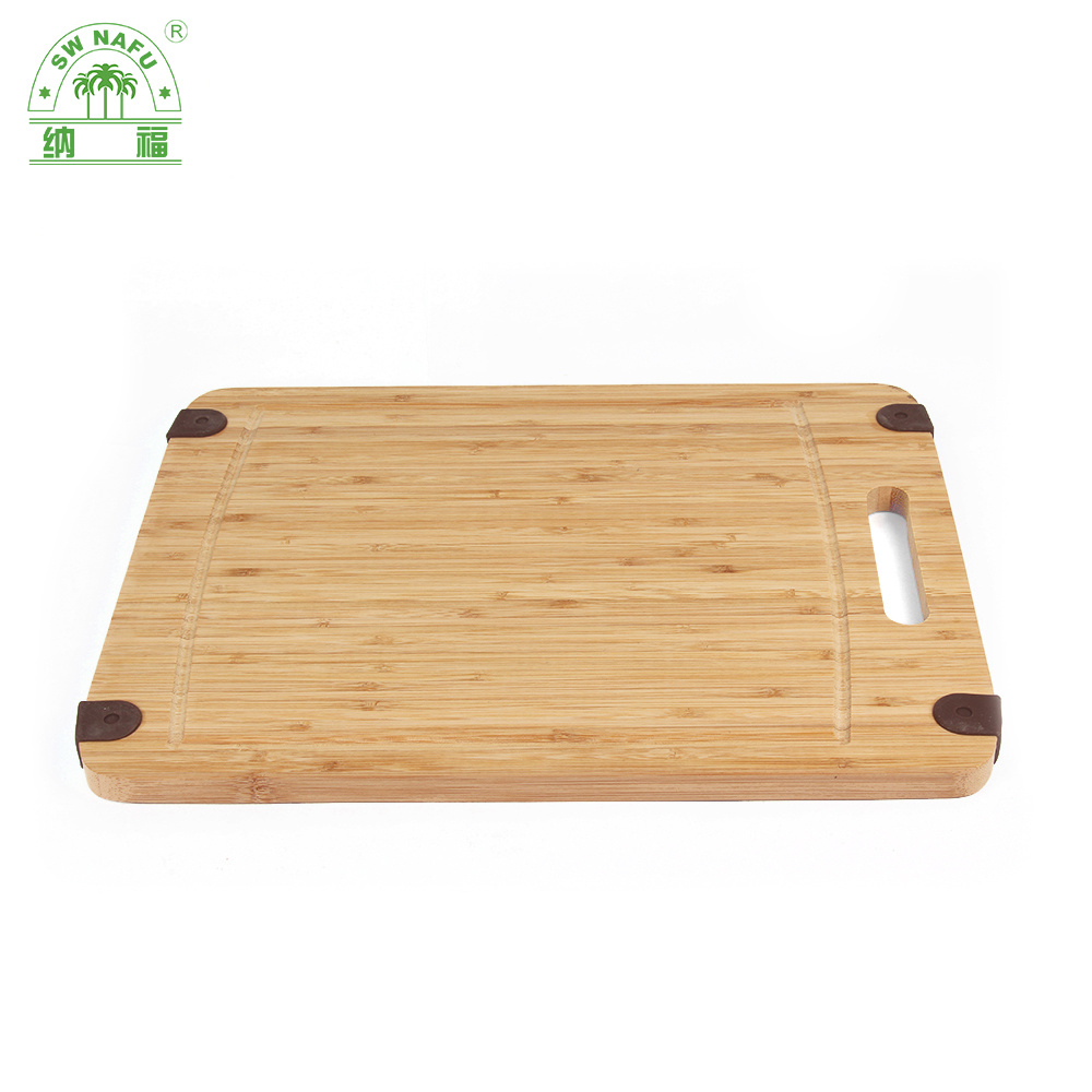 Non-Slip Large Reversable Bamboo Chopping Board Kitchen Cheese Cutting Board with Juice Groove and Handle