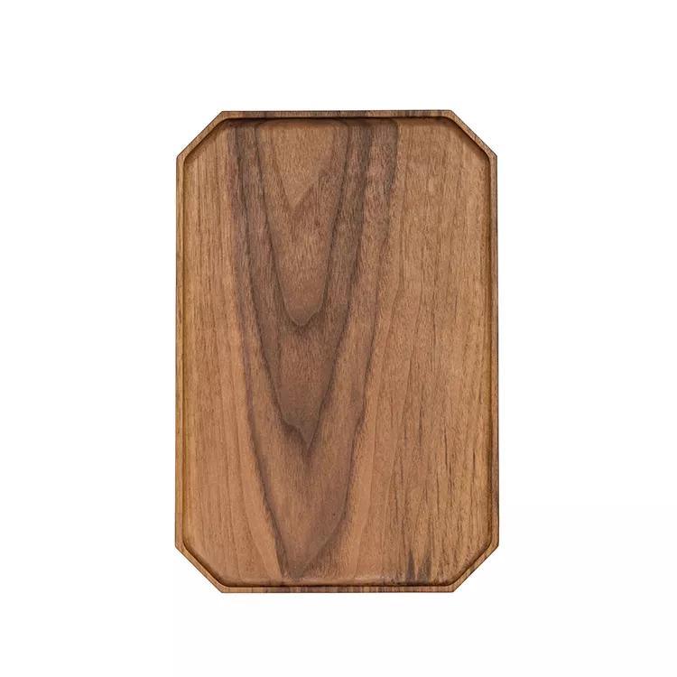 Octagon Black Walnut Wooden Organizer Storage Serving Tray for Food Snack