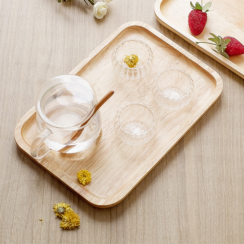 Factory Supply Various Shape Rubber Wood Serving Plate Dinner Plates Set Wood Plate