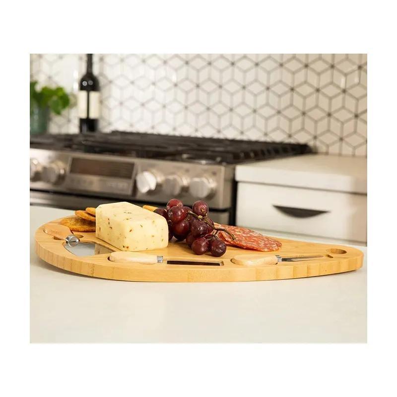 Charcuterie Platter and Serving Meat Board Wooden Serving Platter Bamboo Cheese Board with Knife Set