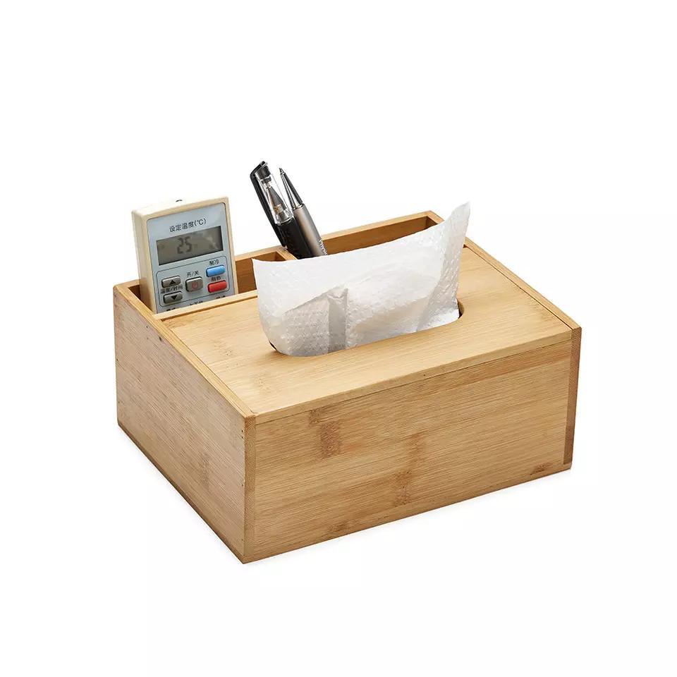 Bamboo Wooden Tissue Box for Kitchen Living Room Car Office