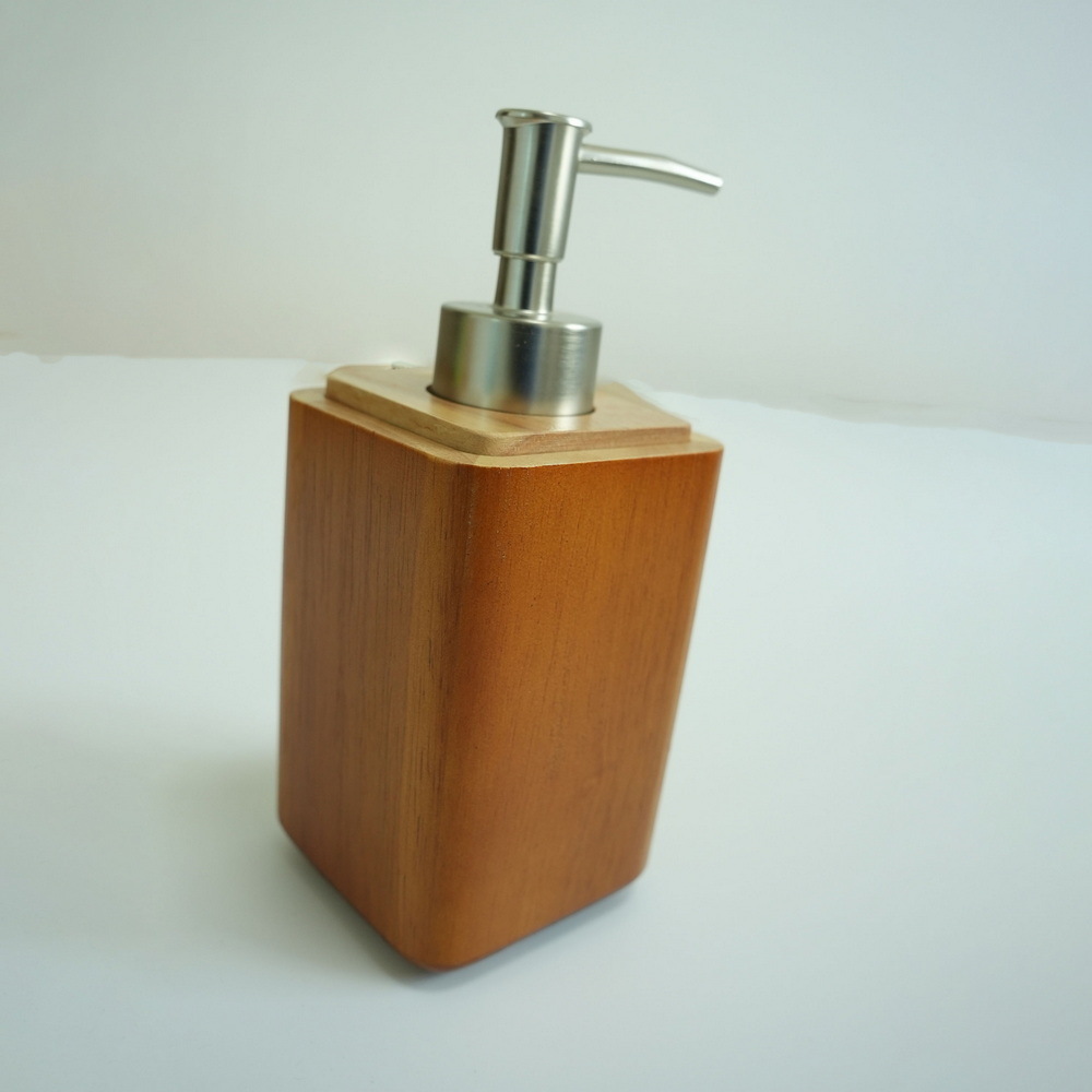 Decorative Custom Manual Press Wooden Soap Dispenser for Bathroom and Hotel
