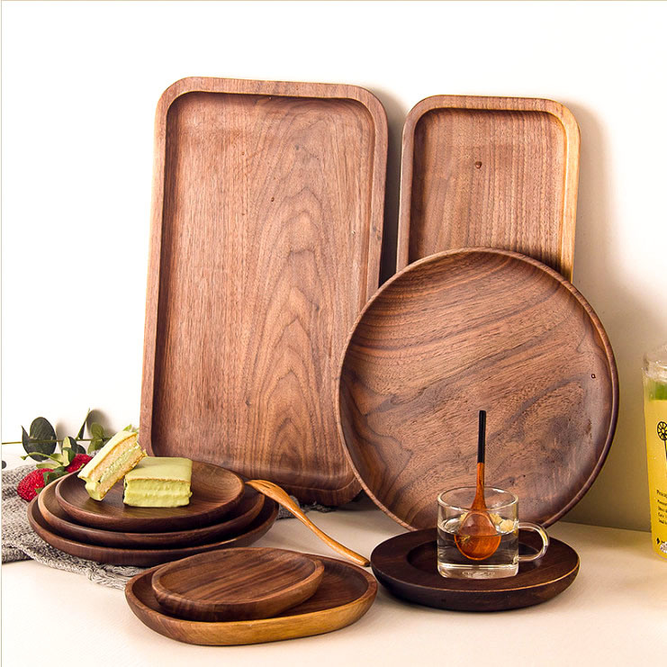 Acacia Wood Rectangular and Round Dinner Plate From Fujian Factory