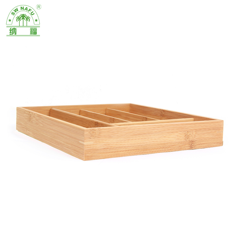Bamboo Silverware Drawer Organizer Kitchen Utensil Holder and Cutlery Tray with Divider