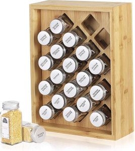 Free Standing Countertop Bamboo Spice Shelf Holder Spice Rack Organizer