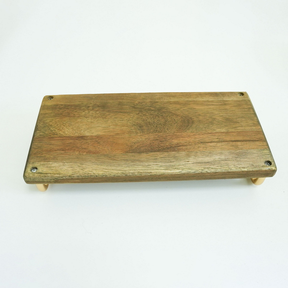 Rectangular Acacia Wood Serving Tray Serving Platters with Metal Handles