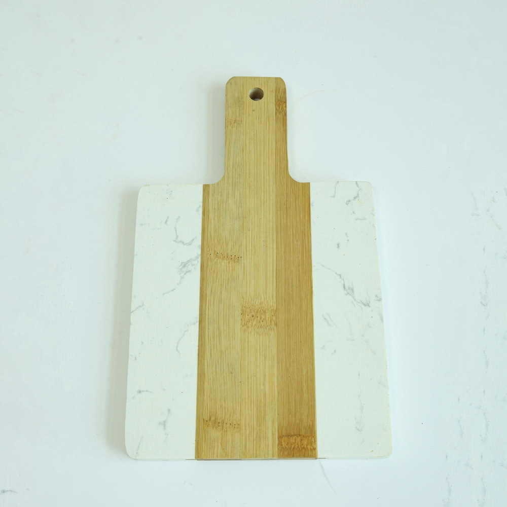 Unique and Stylish Bamboo Marble Cheese Board Serving Board