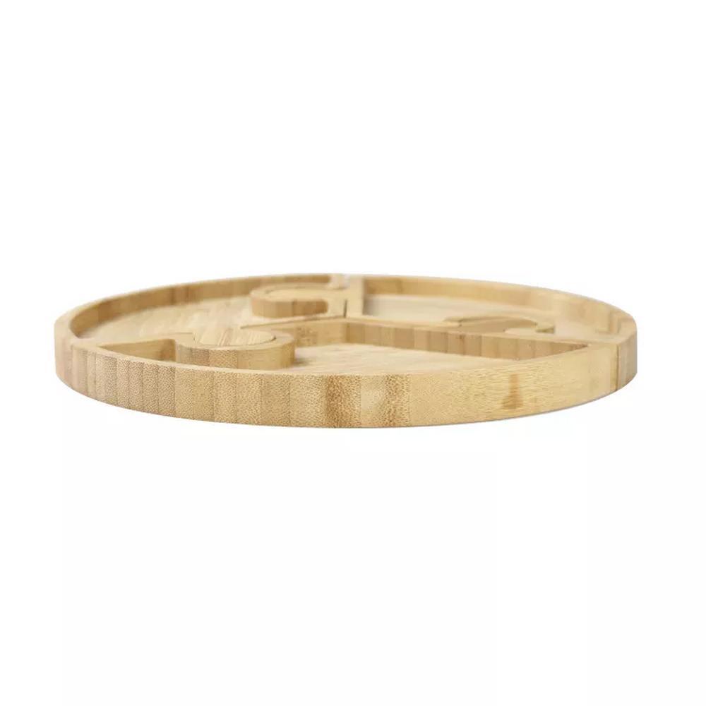Custom 3 Piece Set Bamboo Wood Puzzle Snack Plate Food Serving Trays