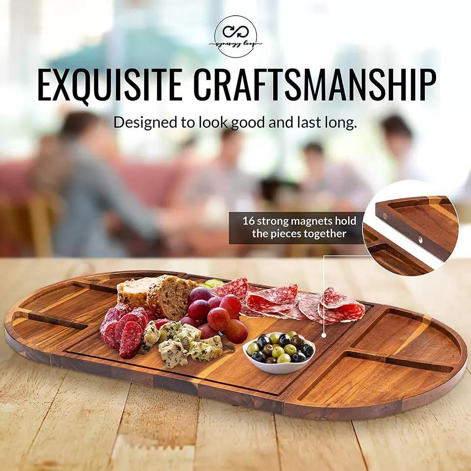 Magnetic Large Acacia Wood Charcuterie Board Set Cheese Board Set