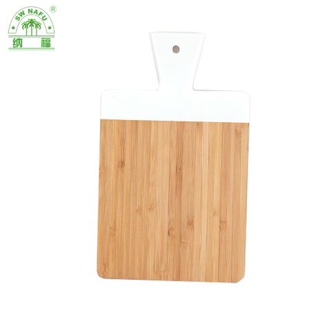White Color Organic Kitchen Bamboo Cutting Board Pizza Cheese Bread Cutting Board with Handle