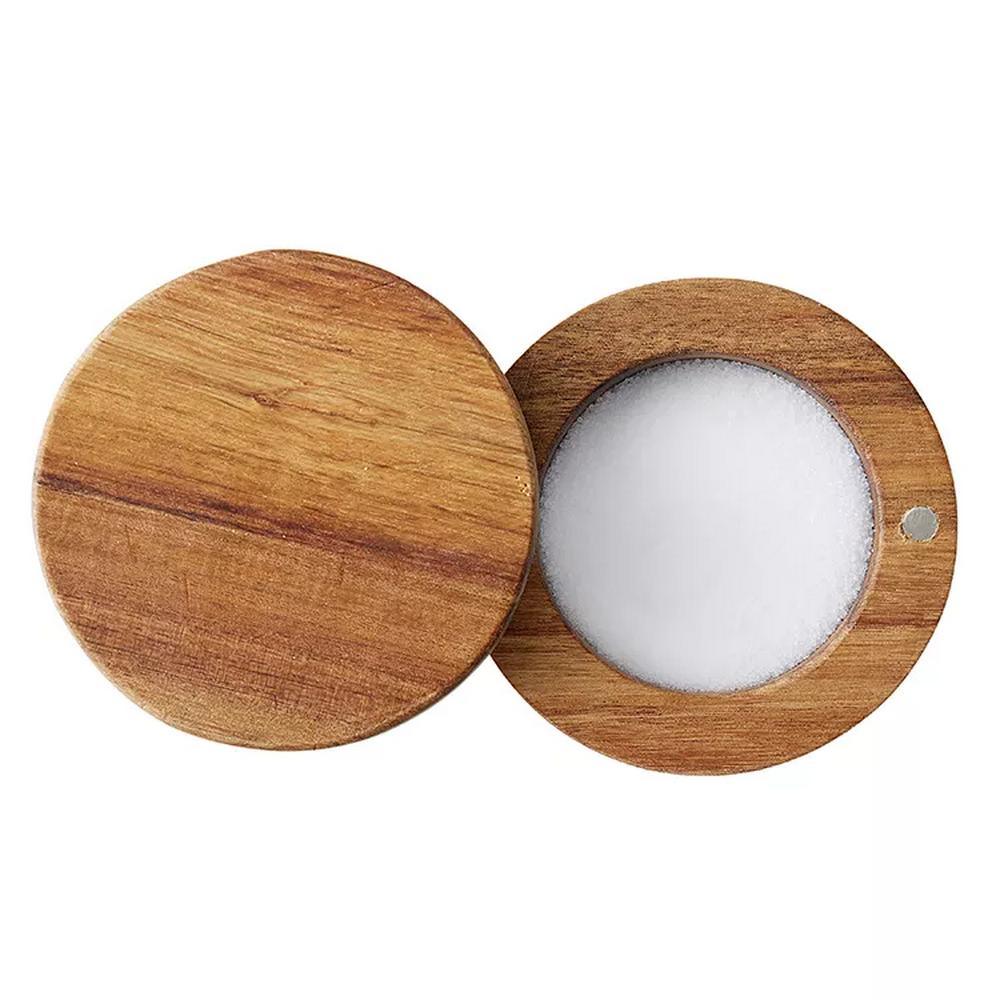 Home Kitchen Acacia Wood Sugar Keeper Pepper Salt Cellar