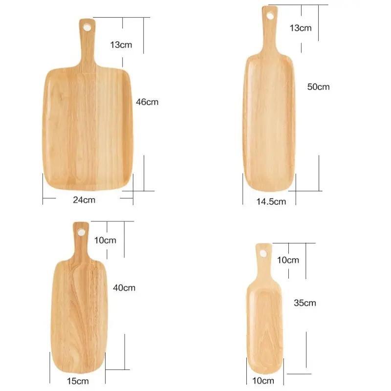 Oak Wood Pizza Board with Handle Homemade Wooden Cutting Board for Meat Bread Serving Board