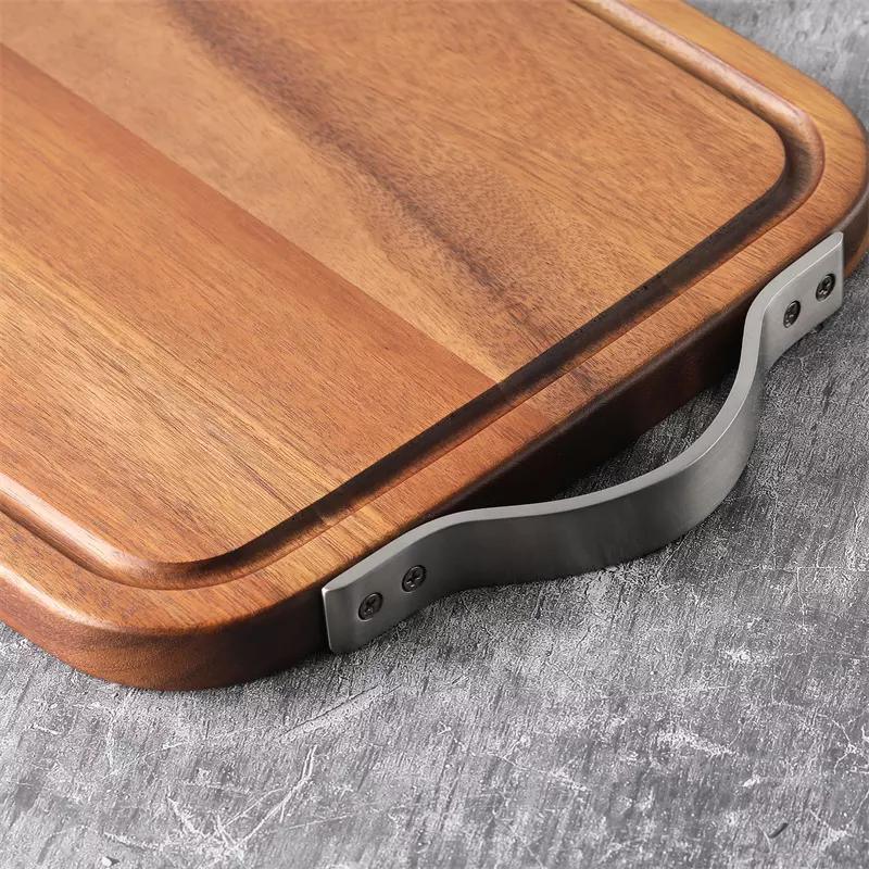 Groove Acacia Wood Cutting Board with Metal Handle