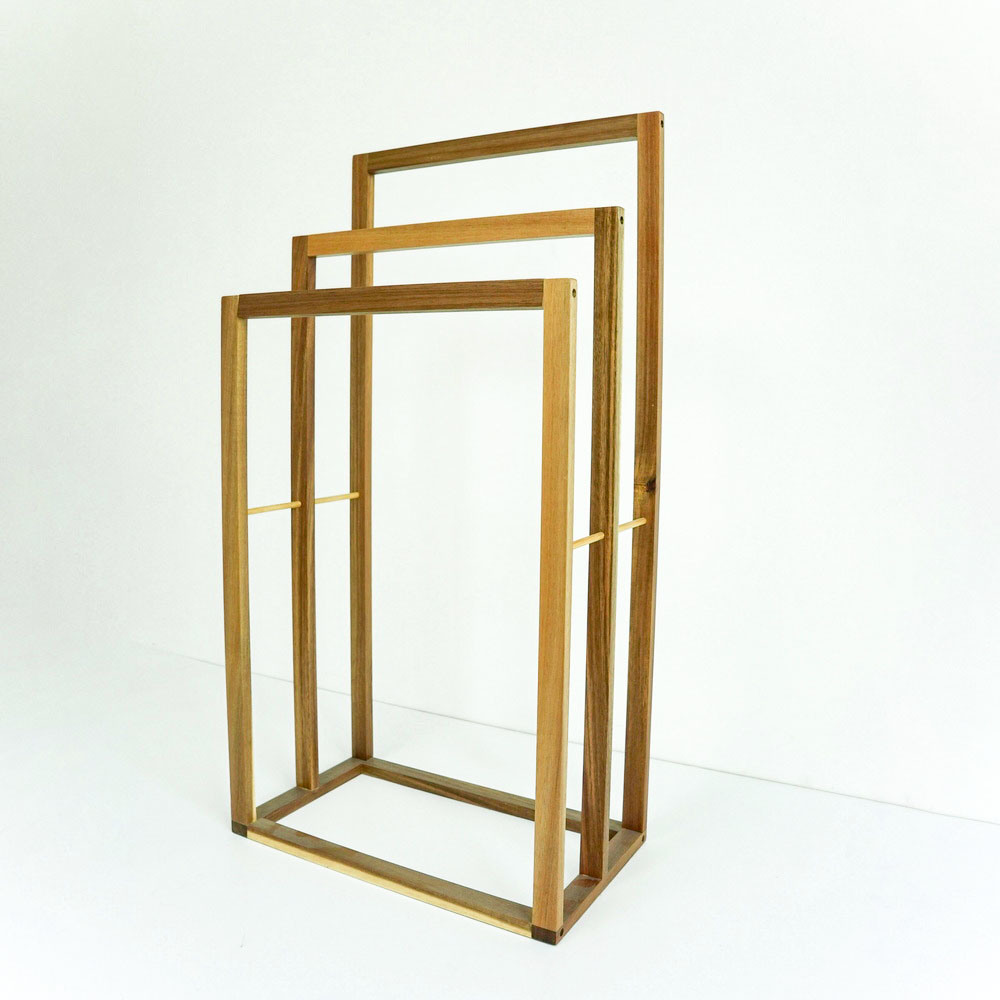 3-Tier Knock Down Free Standing Towel Drying Rack Wooden Towel Rack for Bathroom and Kitchen