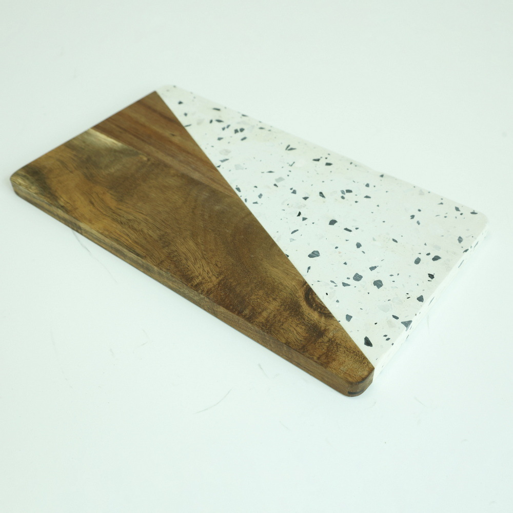 Homsense Reversible Wood Marble Cheese Cutting Board Chopping Board
