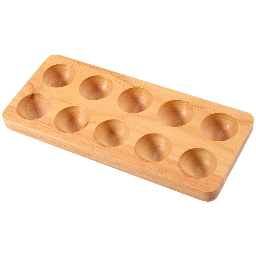 10 Holes Egg Tray Wooden Egg Holder for Eggs Usable in Kitchen Refrigerator
