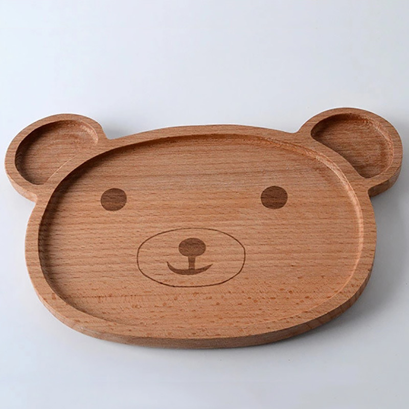 Japanese-Style Wooden Tableware Beech Wood Tray Wooden Plate Children′s Dinner Plate