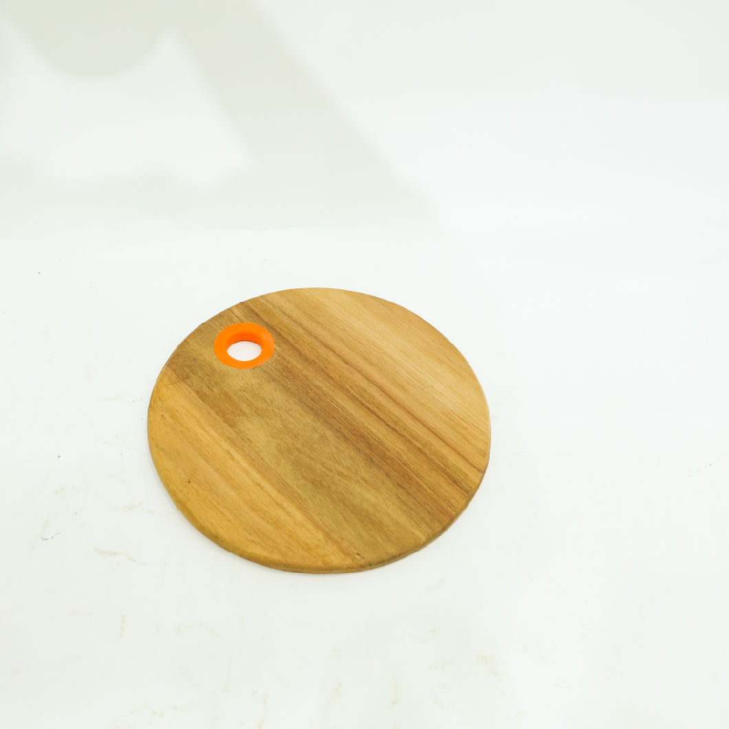 Round Acacia Wood Chopping Board Serving Board Set of 2 with Silicone Hanging Hole