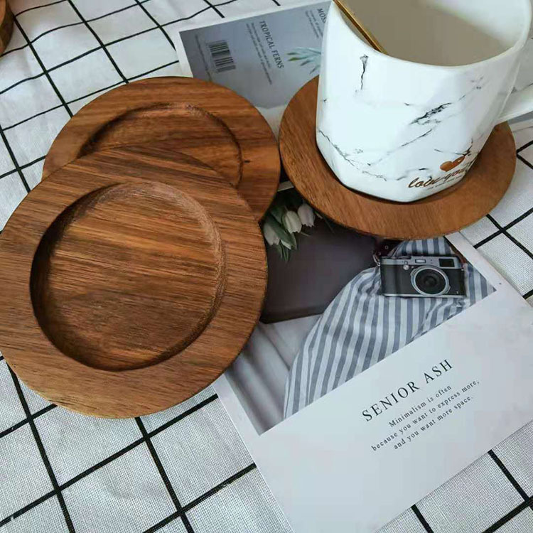 Acacia Wooden Coaster Tray Coffee Cup Placemat Retro Insulation Mat