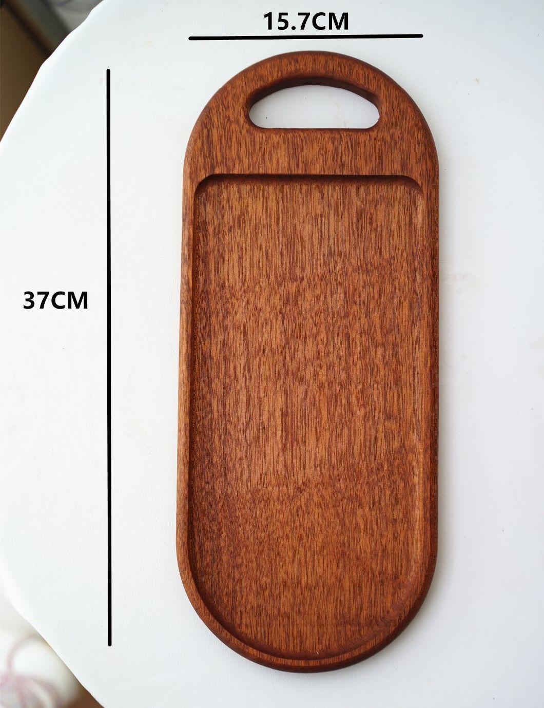 Japanese-Style Ebony Wood Dinner Plate Bread and Tea Serving Tray with Handle