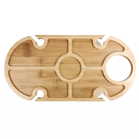 Removeable and Folding Wine and Snack Wine Holder Picnic Table Camping Table with Bottle and Glass Holder