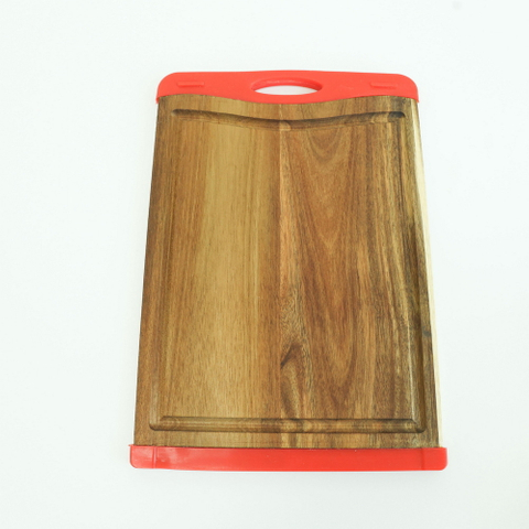 Nonslip Acacia Wood Chopping Block with Silicone Ends for Kitchen