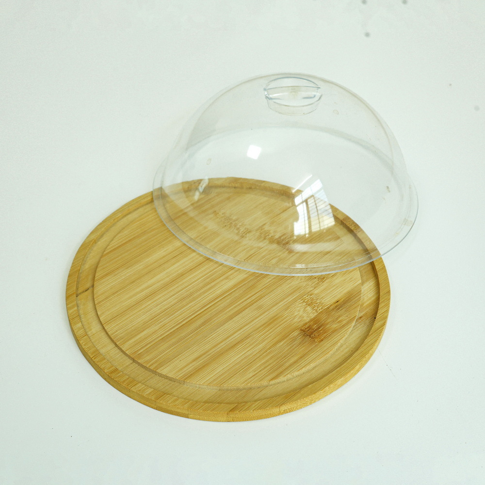 Round Shape Cake Plate Server Platter with Dome Cake Stand Set with Acrylic Cover