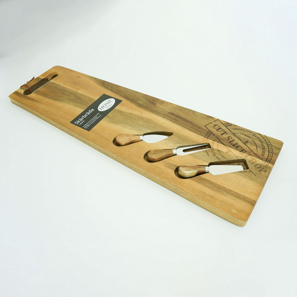 Very Long Olive Wood Acacia Wood Cheese Board Set