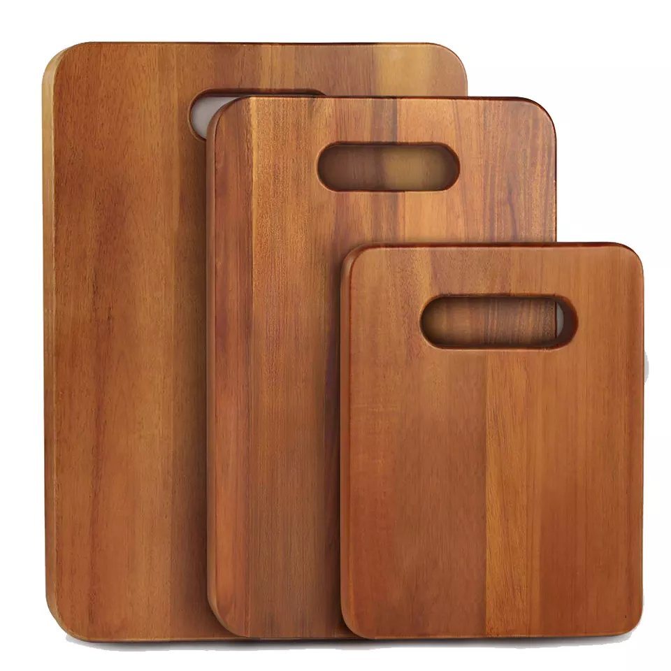 Wooden Chopping Board Set Blank Kitchen Acacia Wood Butcher Chopping Blocks Set