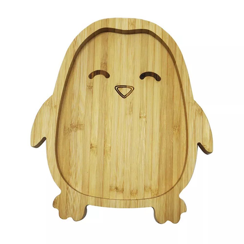 Penguin Shape Natural Bamboo Serving Tray Kids Serving Plate Dish