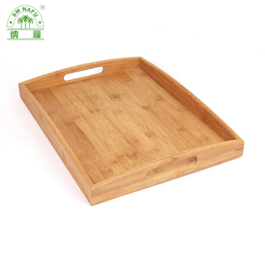 Bamboo Food Serving Tray Snack Tray with Handle for Home and Restaurant