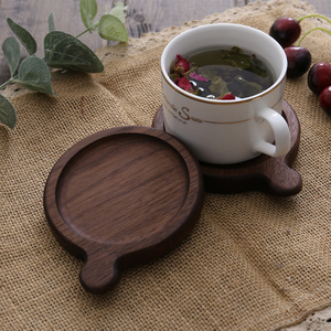 Japanese-Style Black Walnut Wooden Coffee Coaster Round Beech Cup Holder Insulated Placemat