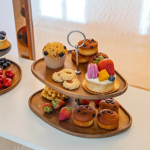 Wood Candy Dessert Cupcake Cake Stand Tiered Serving Tray Cake Plate Stand