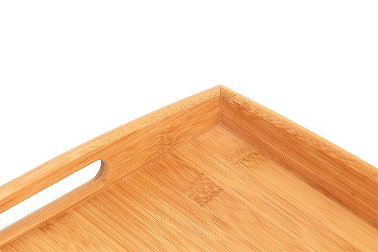 Bamboo Food Serving Tray Snack Tray with Handle for Home and Restaurant