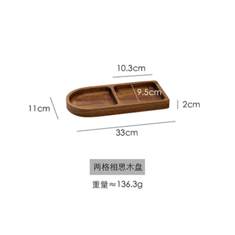 Oval Wooden Dinner Plate Preparation Plate Breakfast Plate Dessert Plate Serving Plates with Divided Compartments