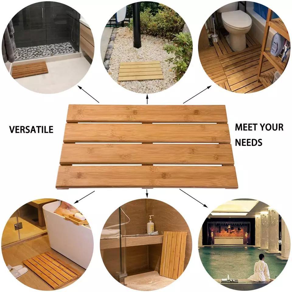 Anti Slip Waterproof Wooden Bathroom Mat Bamboo Bath Mats