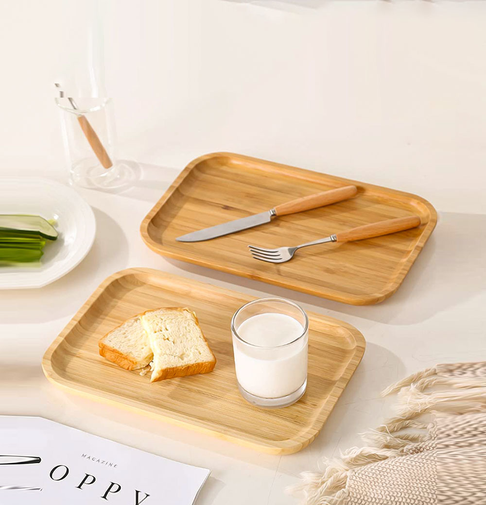 Custom Cheap Lively Restaurant Goods Bamboo Plates Set for Wholesale